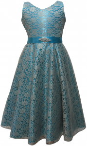 GIRLS CASUAL DRESSES  (0232321-1) TURQ/GRAY